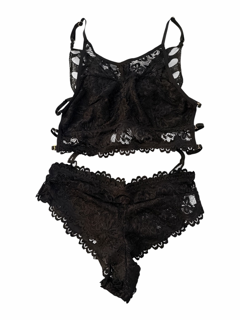 black butterfly-shaped back bralette and panty set NWOT